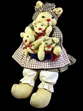 Vintage Country Mama  Cat & 3  Kittens Cloth Collectible Rag Doll Decorative 12