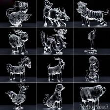 12 Pcs Chinese Crystal 12 Zodiac Animals Statue Table Decor Craft Collection picture