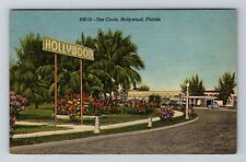 Hollywood FL-Florida, The Circle, Large Street Sign, Garden, Vintage Postcard picture