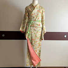 Kimono Japanese Yellow Flower pattern Glossy Spring picture