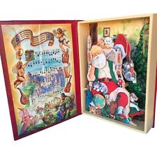 World Bazaar Musical Wooden Book Box Here Comes Santa Claus VTG picture