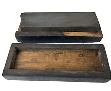 Antique Razor Knife Sharpening Stone Hone Oilstone Tool Wooden Handmade Box picture