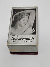 1930s Vintage Schermack Ladies Round Safety Razor Green Marbled with box picture