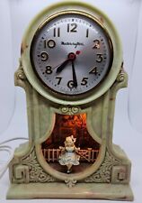 1950's MASTERCRAFTERS Swinging Girl #119 Animated Lighted Bakelite Mantel Clock picture