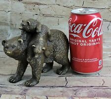 Signed Bronze Real Black Bear Mother Cub Western Art Marble Base Sculpture SALE picture