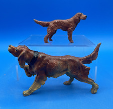 PAIR OF VINTAGE PAINTED METAL FIGURINES OF IRISH SETTER DOGS picture