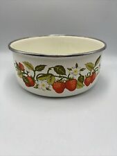 Vintage Enamel Metal Mixing Bowl Kobe Kitchen Strawberry picture