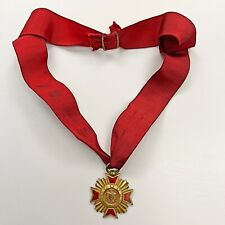 1932 Order of DeMolay Medallion and Ribbon Masonic Youth Boys HTF Red Emblem picture