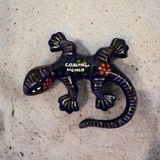Cozumel Mexico Hand Painted Blue Ceramic Gecko Lizard (5.25