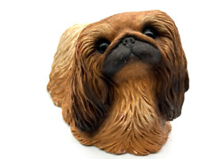 Sandicast 1984 Collectible Dog Sculpture Red Pekingese S. Brue Signed SO CUTE picture