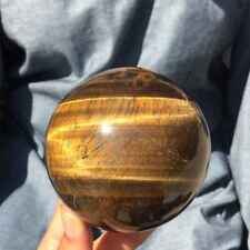 1010g  Natural yellow tiger's eye ball quartz crystal sphere reiki healing decor picture