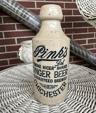 English Stoneware Bottle Pink’s None Niger Ginger Beer Chichester England Stamp picture