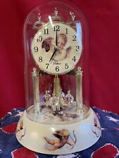 Waltham Glass Dome Anniversary Clock With Cherubs With Chimes 9.5
