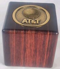 AT&T Solid Brass And Wood Paperweight BTS picture