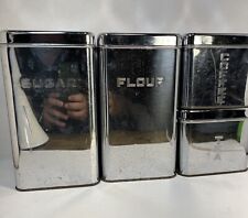 Vintage 1950 s Lincoln Beautyware Mid Century Chrome kitchen canisters MCM Used picture