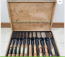 Japanese Chisel Nomi Carpenter Tool Set of 10 Hand Tool wood working used picture
