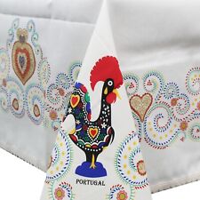 Traditional 100% Cotton Rooster Galo de Barcelos Regional Cream Tablecloth picture