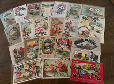 ~Lot of 23 Antique Scenes & Flowers~ Floral Greetings Postcards-in sleeves-h681 picture