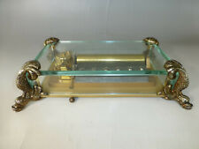 VINTAGE SWISS REUGE 72 MUSIC BOX, CRYSTAL CLEAR GLASS CASE LARGE DOLPHIN LEGS picture