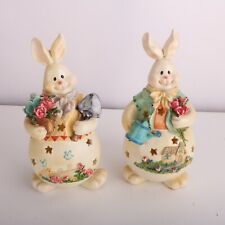 2 Rabbit Bunny Decorative Resin Figurines picture