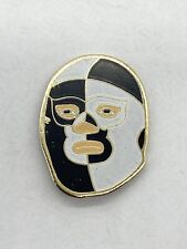 Vintage Black & White Wrestling Wrestler Mask Lapel Pin picture