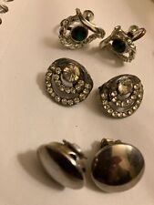 vintage estate LOT OF THREE CLIP ON AND SCREW BACK EARRINGS picture