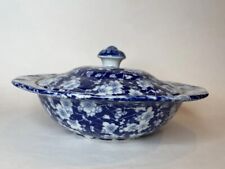 Liberty Blue White Chintz Cherry Blossom Covered Serving Bowl Eagle RARE Mark picture