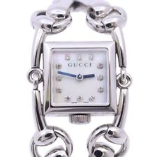 Gucci Signoria Quartz Ladies Watch 12P Diamond Shell Dial Genuine Ss Strap 116.5 picture