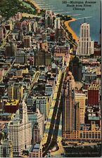 Vintage Postcard  Michigan Avenue Chicago Illinois North From River Aerial View picture