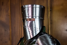 Reynald Crusader Great Helmet Handmade 18 Gauge Steel Authentic Medieval Armor picture