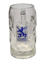 Vintage Lowenbrau Munchen 1 Liter Dimpled German Beer Stein Heavy Glass Mug  picture