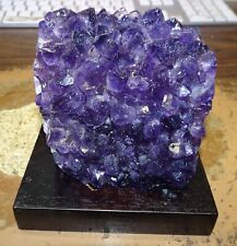  URUGUAY  AMETHYST CRYSTAL CLUSTER  GEODE  CATHEDRAL WITH WOOD STAND picture