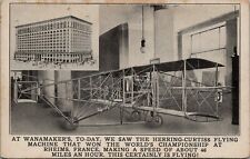 Wanamaker's Display Herring-Curtiss Flying Machine Biplane Postcard D17 picture