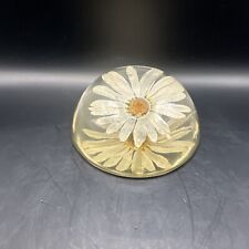 Vintage Daisy Flower Lucite Dome Paperweight Acrylic Resin Cottage Core picture