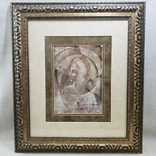 Large Vintage Wood Intricate Frame Excellent Matting Woman in Print Glass 30x26 picture