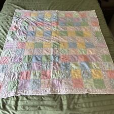 Handmade Patchwork Quilt Lap Blanket 44x45” Colorful Picnic Grandma Prairie Boho picture