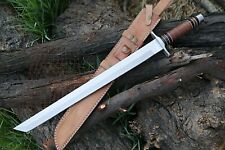 Steel Blade Tanto Sword, Handmade Heavy Duty Sword, Stacked Leather Handle picture