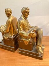 ANTIQUE 1920'S ARMOR BRONZE CLAD LINCOLN BOOKEND PAIR picture