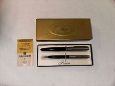 Fine Vintage Parker Super 21 Fountain Pen Pencil Black Body Set In Box picture