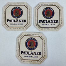 Vintage Lot of 3 German Beer Coasters Paulaner Lager picture
