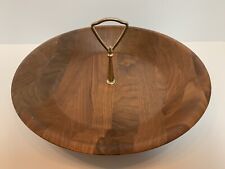 Vintage Solid American Walnut Nut / Candy Console Bowl with Handle picture