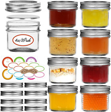 Small Mason Jars, 8 Pack 4Oz Glass Mason Jar with Regular Lids, Mini Canning Jar picture