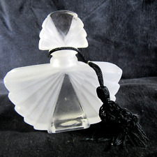 I. Rice Perfume Dresser Bottle Vintage ART DECO fan frosted tassel dauber 4