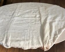 Vintage Coverlet Tablecloth Thin Ivory Beige Woven 72 x 92 picture