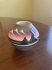 Vtg Navajo Pottery Southwestern Signed Seed Pot USA Tepee Mountains picture
