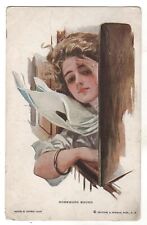 Antique Postcard Glamor Lovely LADY From a train carriage by Fisher Old USA picture