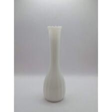 VTG 1960s Anchor Hocking Milk Glass Bud Vase Opaque White Scalloped Top picture
