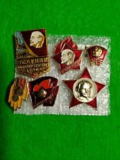 Vintage USSR badges on the themes: Lenin, Communist.SOVIET UNION picture
