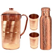 Pure Copper Jug Pitcher, Bottle With Glass Tumbler Set For Health Benefits Set 1 picture
