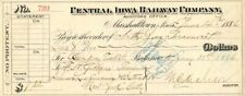 Central Iowa Railway Co. - Railroad Check - Railroad Checks picture
